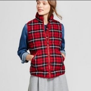 A New Day Puffer Vest, Size M, Buffalo Plaid